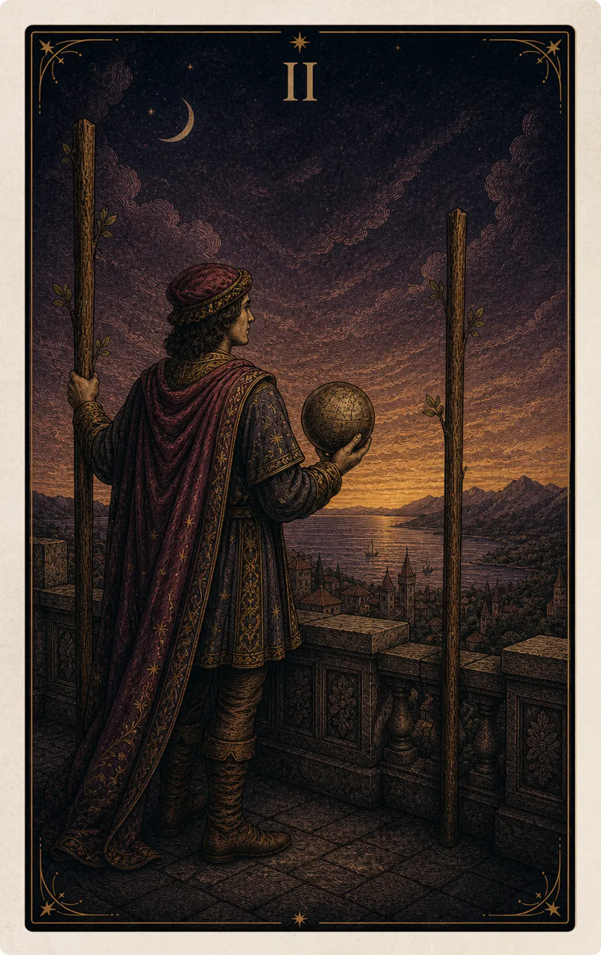 Two of Wands from the Arcana tarot deck